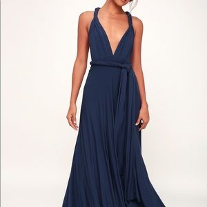 lulu’s navy blue convertible maxi dress
